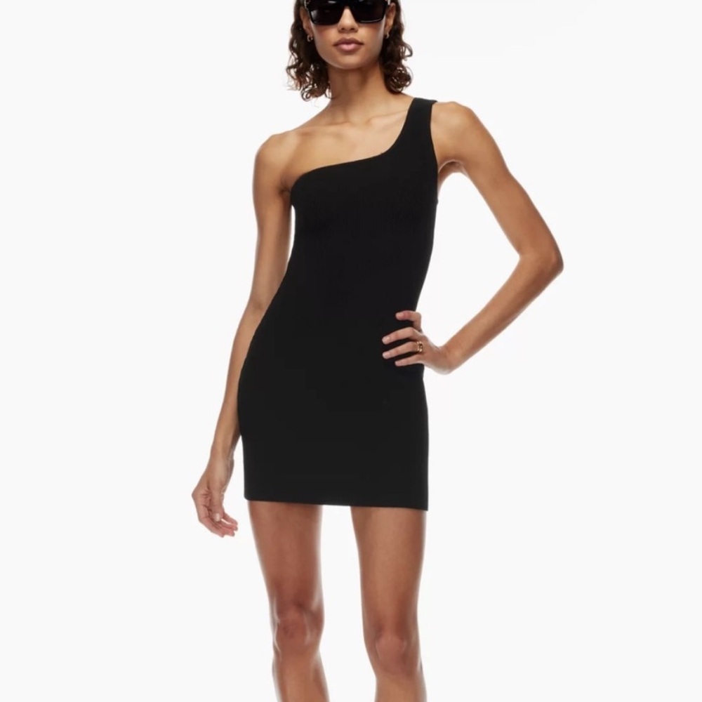 Aritzia Black One-Shoulder Dress